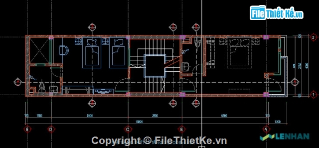 nhà ống,thiết kế nhà hai tầng,File thiết kế